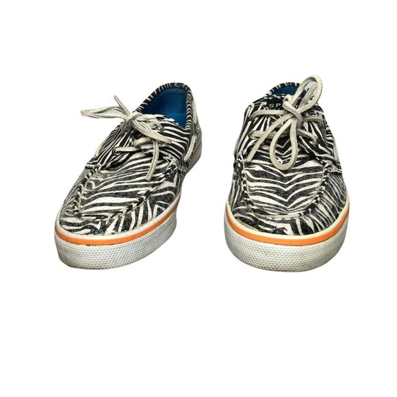 Sperry Top-Sider Zebra Boat Flats Shoes Womens 8 M Black White Sequins Slip On - Picture 3 of 12